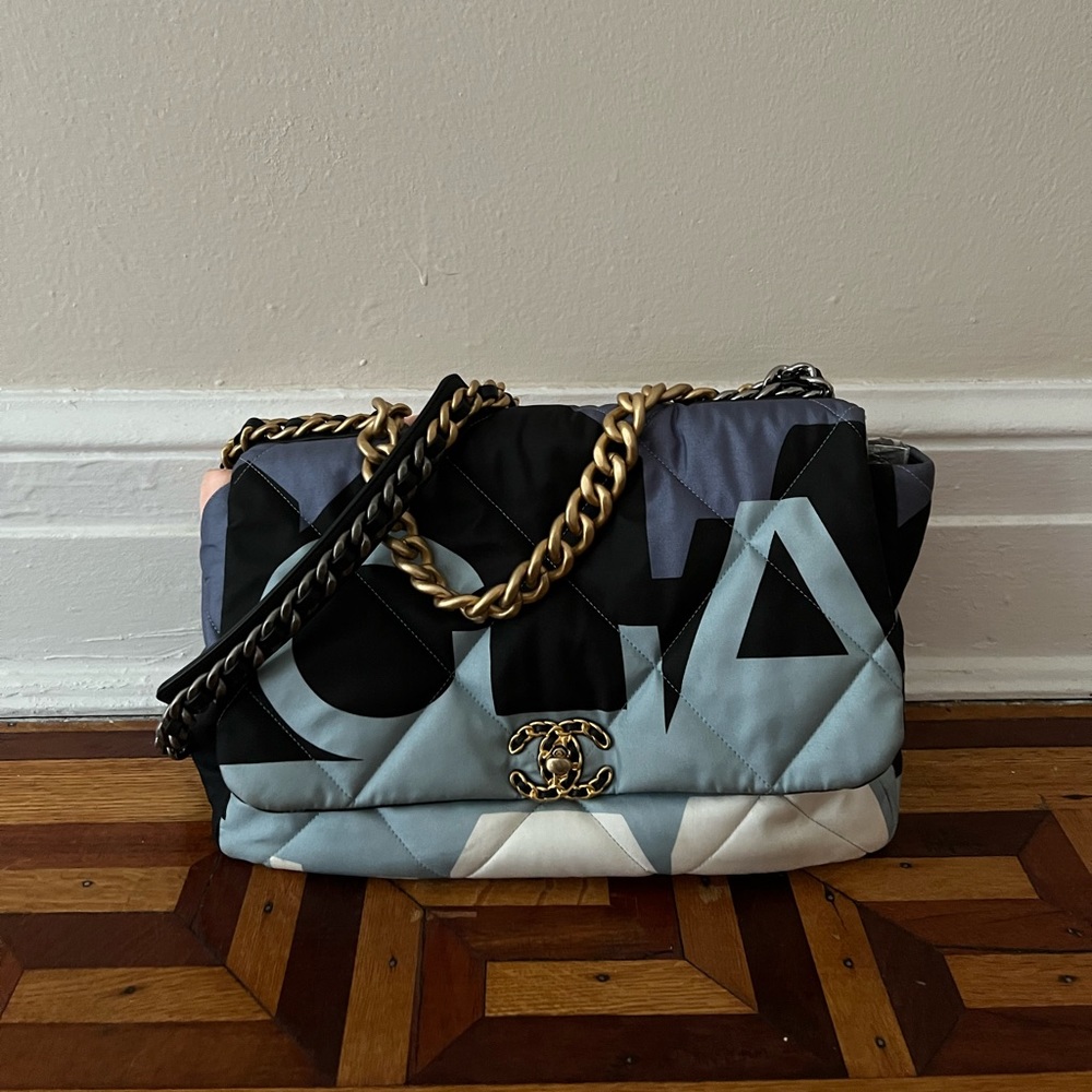 Chanel 19 Printed Silk Flap Handbag - Picture 2 of 11